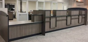 A newly installed bank teller line by Modular Furniture Group